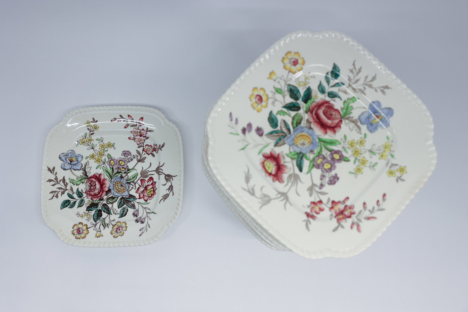 Copeland Spode "Romney" Square Plates, Set of 24 (1 of 3)