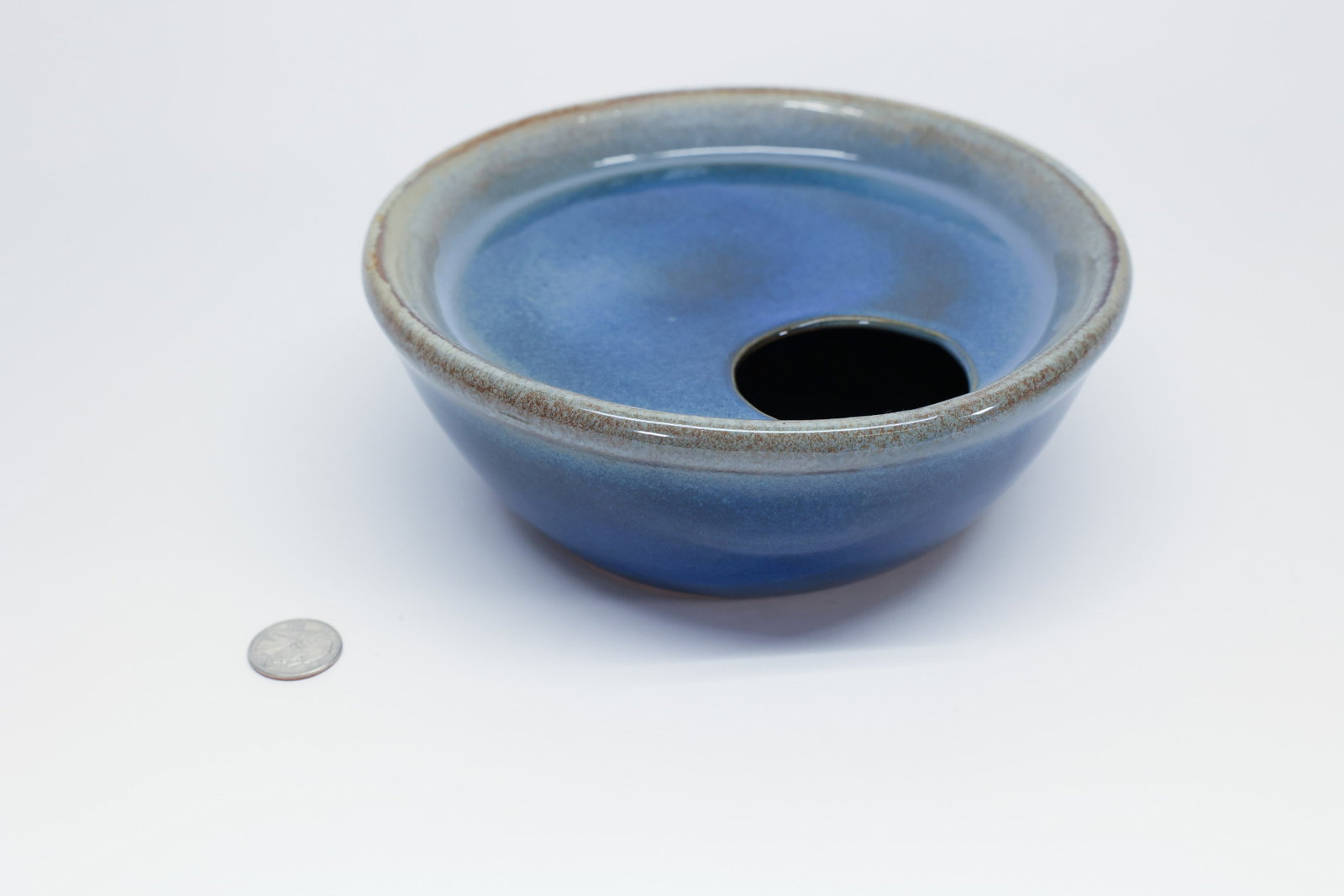Studio Pottery Ikebana Ceramic Flower Frog: Japanese flower arrangingDimensions: H: 3.25", W: 8.25"