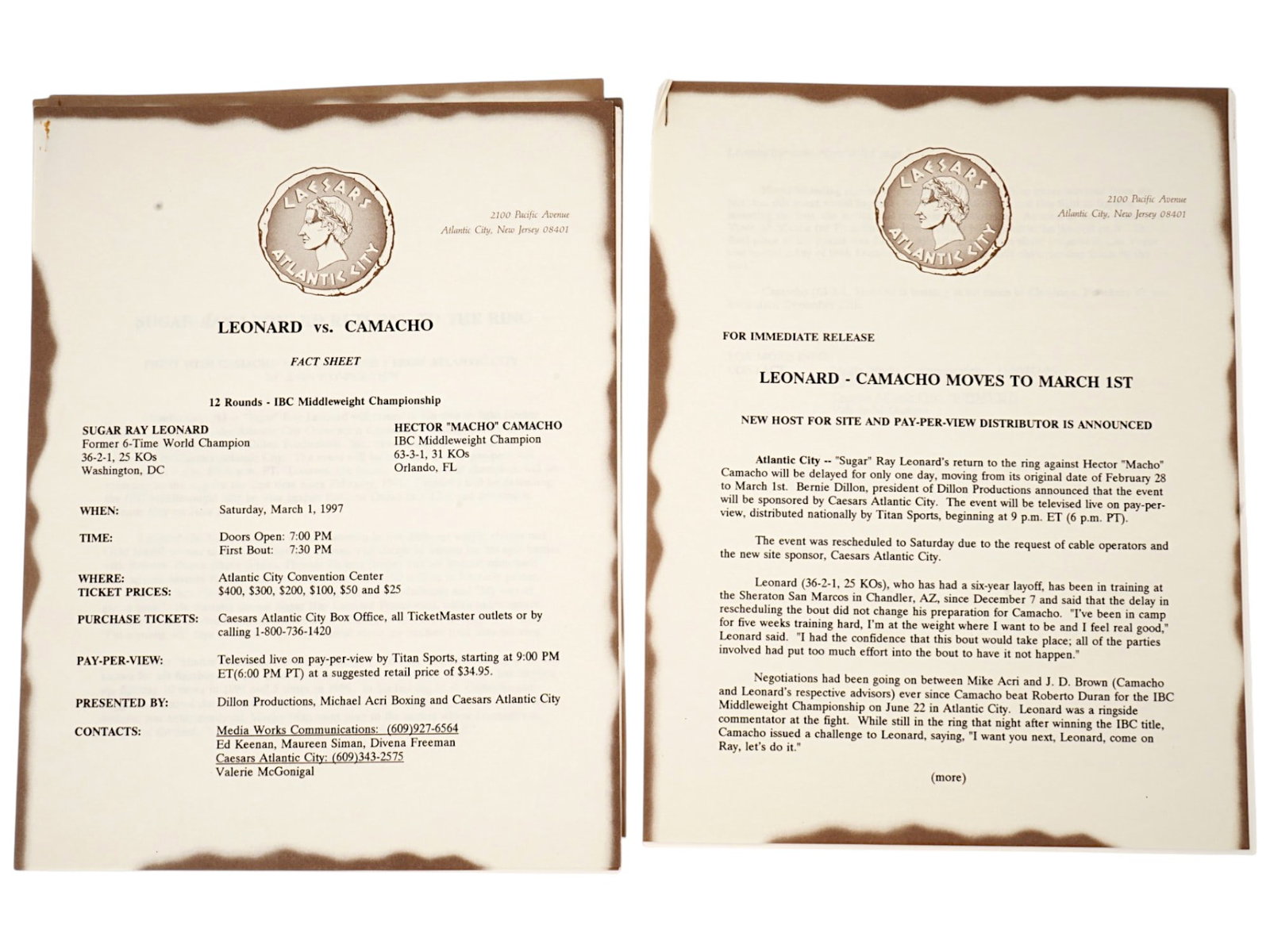 LEONARD VS CAMACHO PRESS RELEASE FACT SHEET - 6