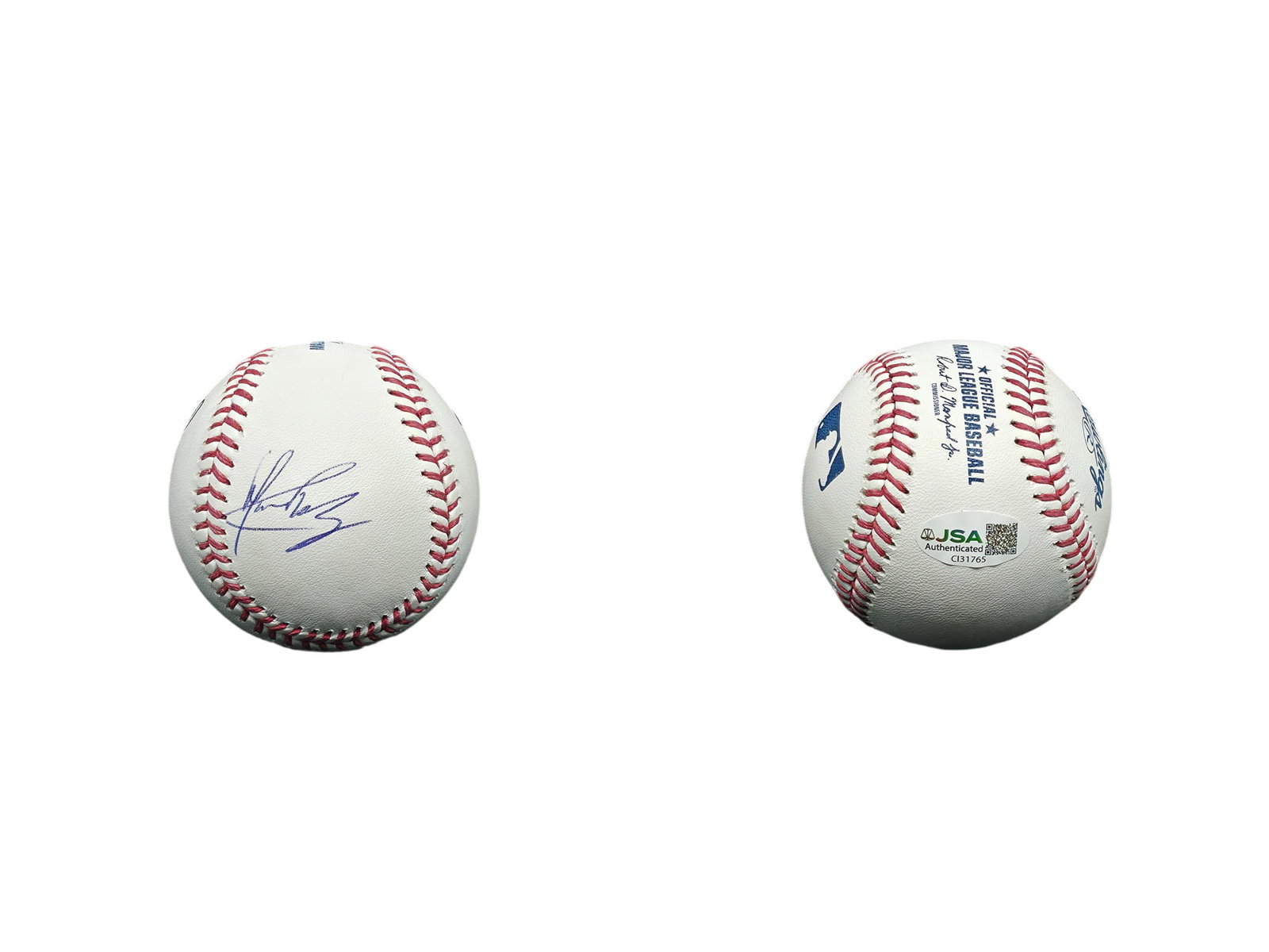 MANNY RAMIREZ SIGNED BASEBALL JSA AUTHENTICATED: This autographed memorabilia piece features an official Major League baseball boldly signed across the sweet spot by legendary slugger Manny Ramirez. Signed cleanly in classic ballpoint ink, this