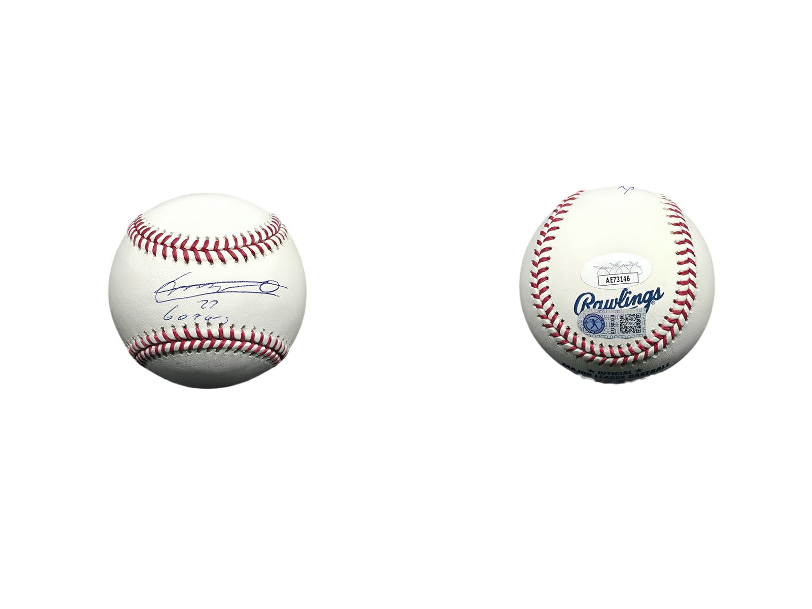 VLADIMIR GUERRERO JR SIGNED BASEBALL JSA AUTHENTICATED: This autographed memorabilia piece features an official Major League baseball boldly signed across the sweet spot by Toronto Blue Jays superstar and prolific power hitter Vladimir Guerrero Jr. Signed