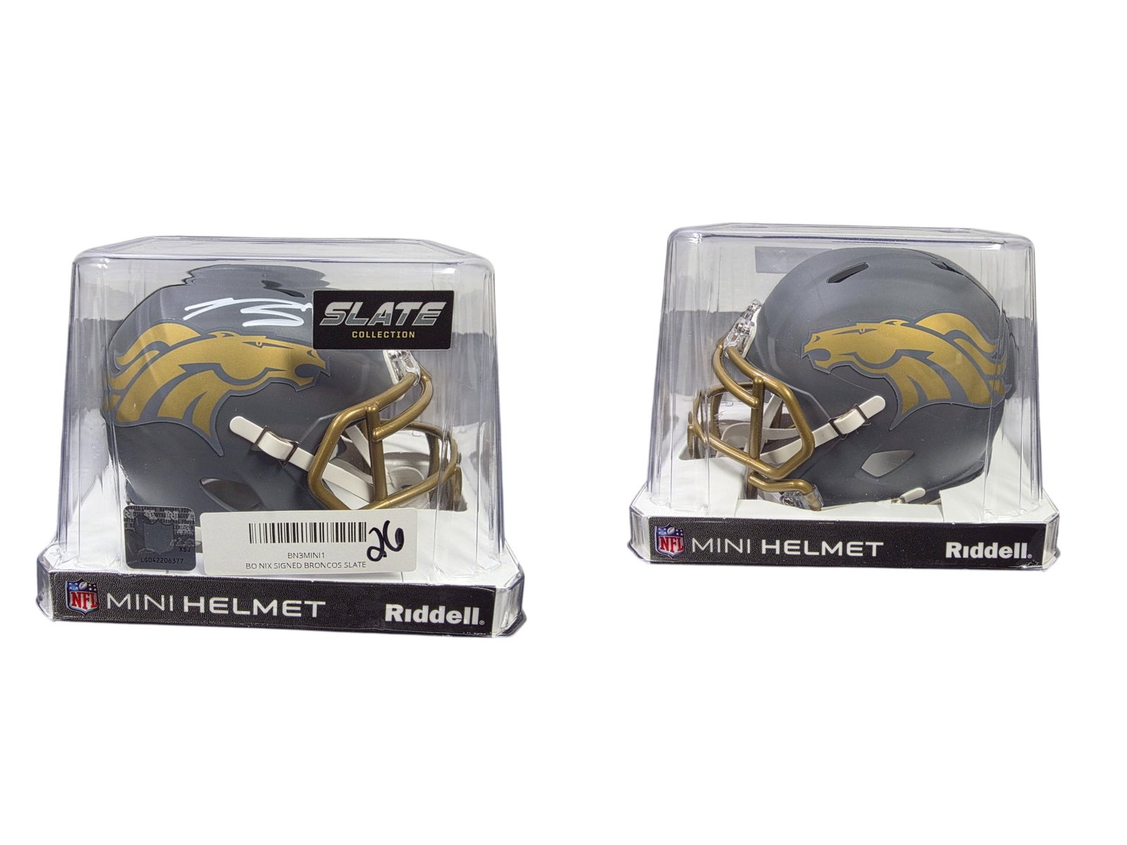 BO NIX SIGNED BECKETT AUTHENTICATED BRONCOS NFL SLATE COLLECTION MINI HELMET (1 of 5)