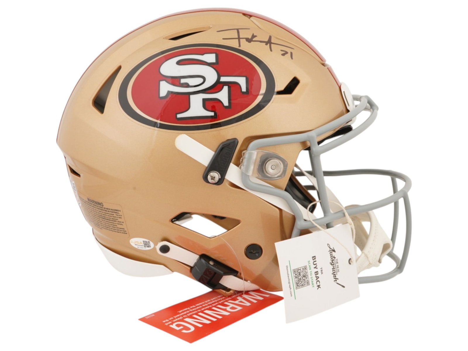 FRANK GORE SIGNED 49ERS SPEEDFLEX HELMET: This premier lot features a Riddell SpeedFlex full-size helmet, hand-signed by the San Francisco 49ers’ all-time leading rusher, Frank Gore. A model of relentless consistency and durability,