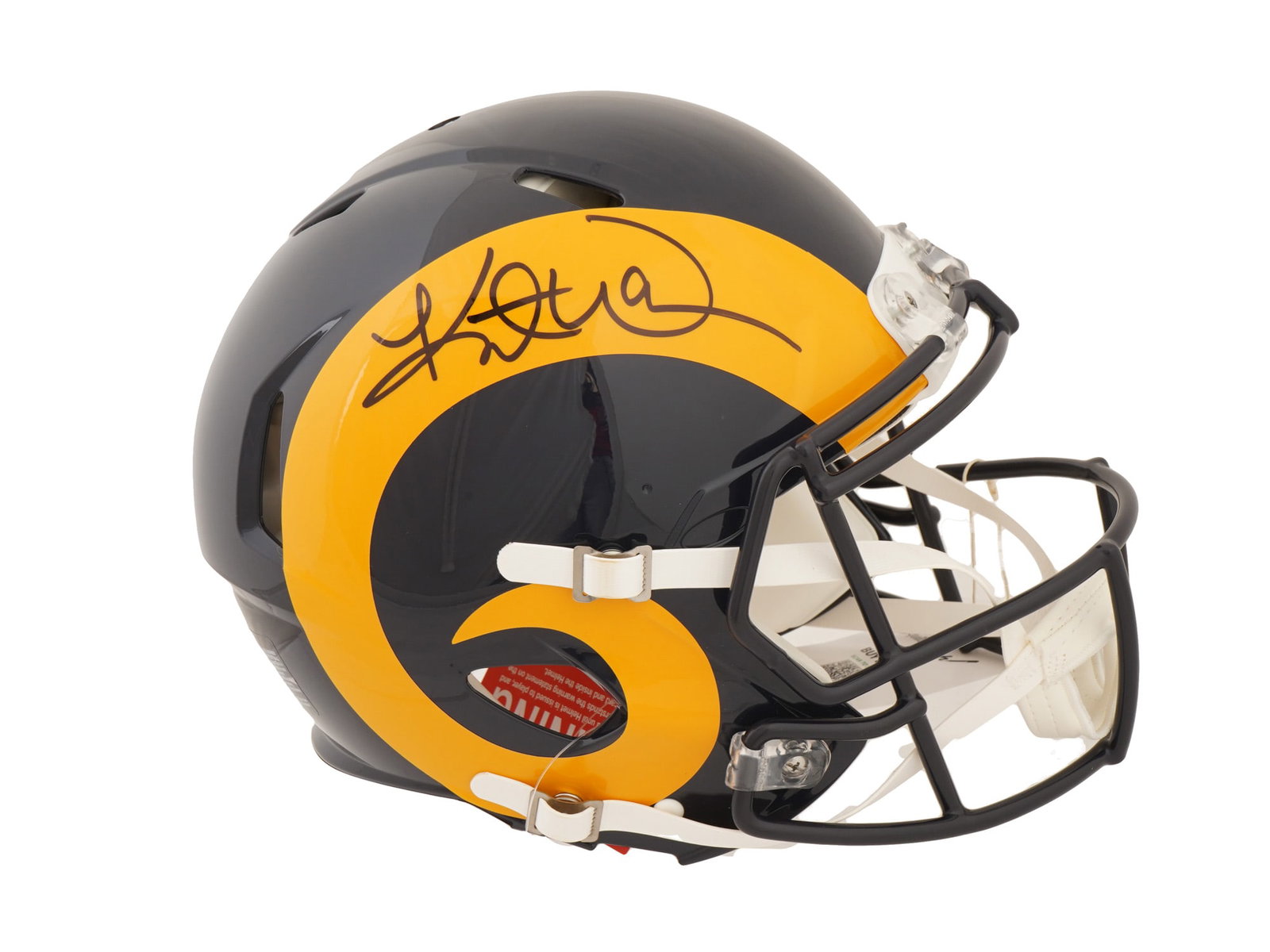 KURT WARNER SIGNED ST. LOUIS RAMS FULL SIZE THROWBACK HELMET: This exceptional lot features a full-size St. Louis Rams throwback helmet, hand-signed by the legendary Kurt Warner. A true "Cinderella story," Warner rose from an undrafted free agent to lead the