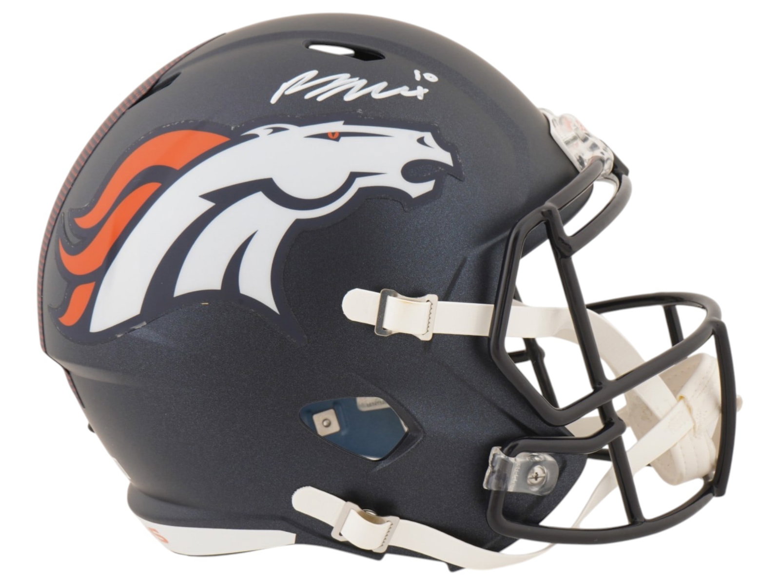 BO NIX SIGNED BRONCOS AUTHENTIC REPLICA HELMET: This premier lot features a full-size Denver Broncos replica helmet, hand-signed by the franchise’s ascending star quarterback, Bo Nix. Selected 12th overall in the 2024 NFL Draft, Nix authored one