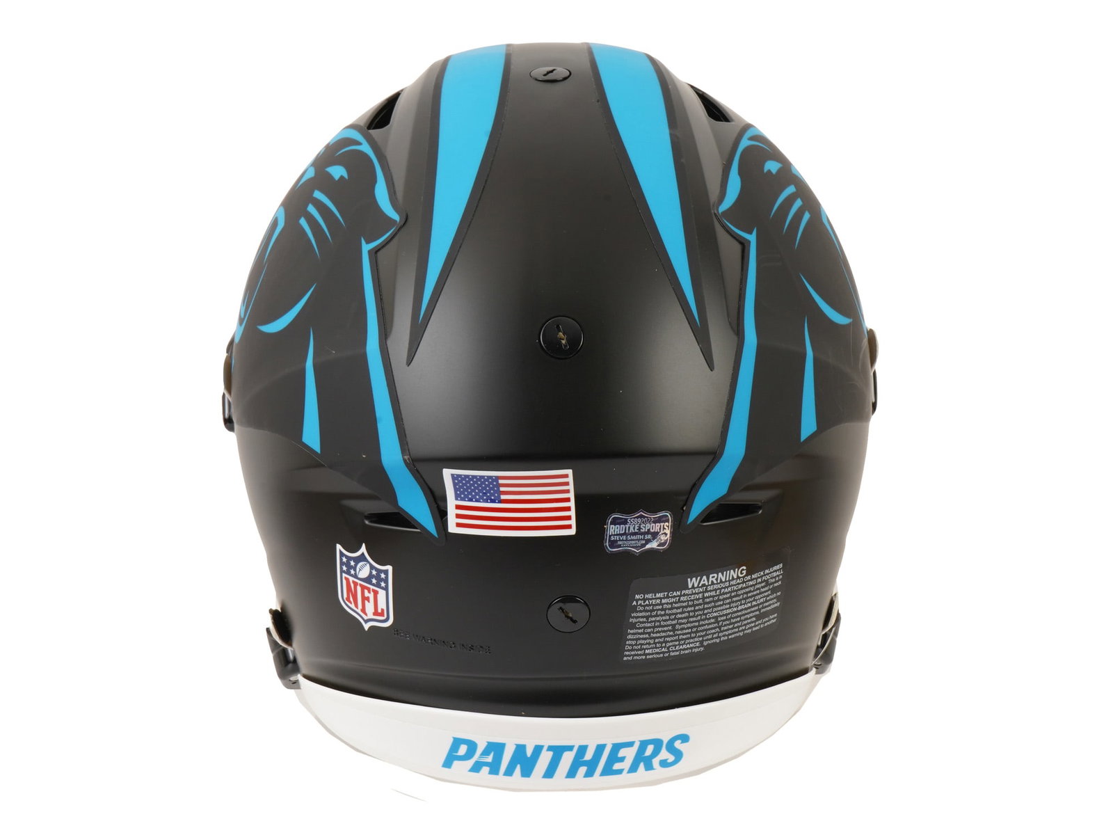 STEVE SMITH SR. SIGNED PANTHERS HELMET AGENT 89 - 4