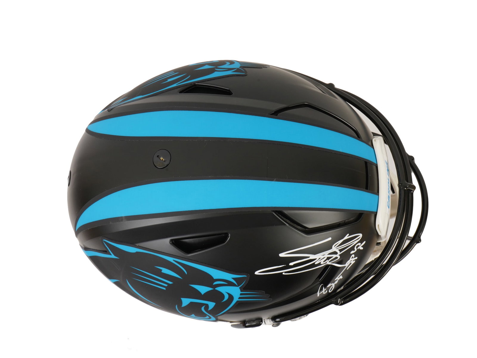 STEVE SMITH SR. SIGNED PANTHERS HELMET AGENT 89 - 5