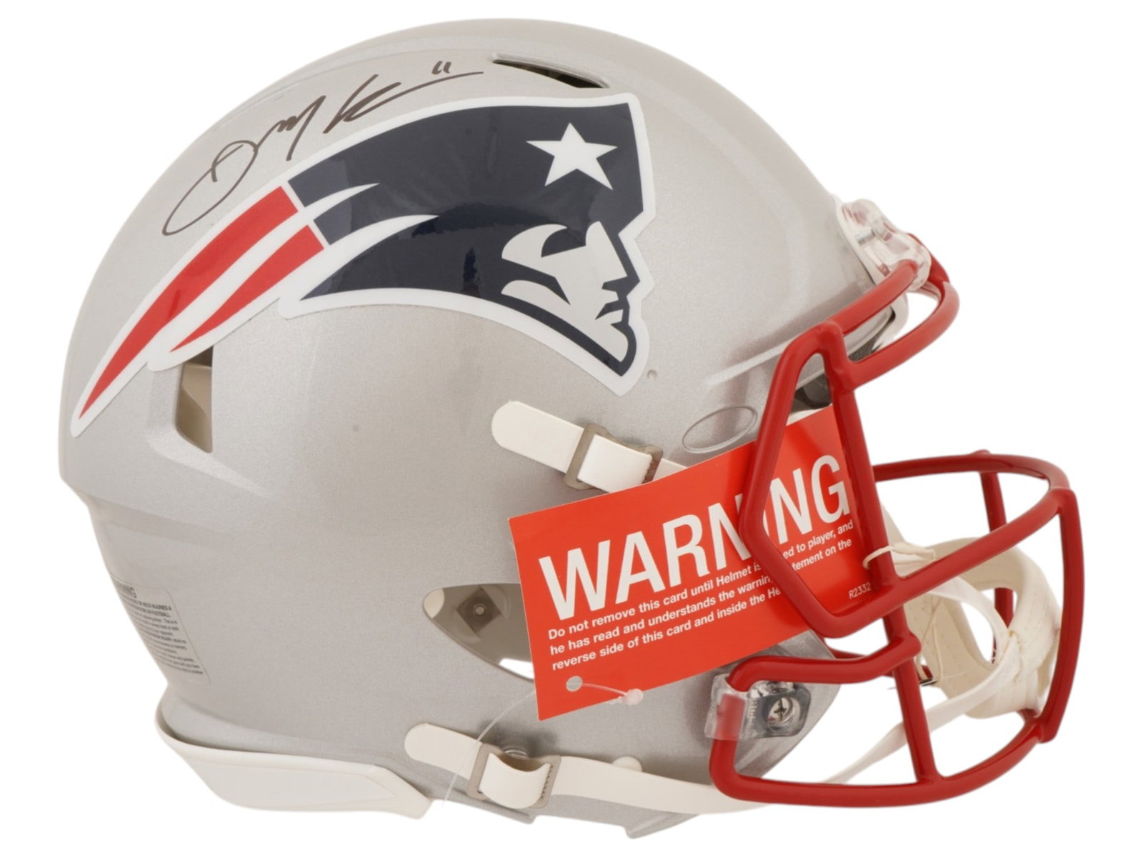JULIAN EDELMAN SIGNED PATRIOTS FULL SIZE HELMET: This premier lot features a New England Patriots full-size helmet, hand-signed by the legendary Julian Edelman. A three-time Super Bowl champion and the MVP of Super Bowl LIII, Edelman’s journey