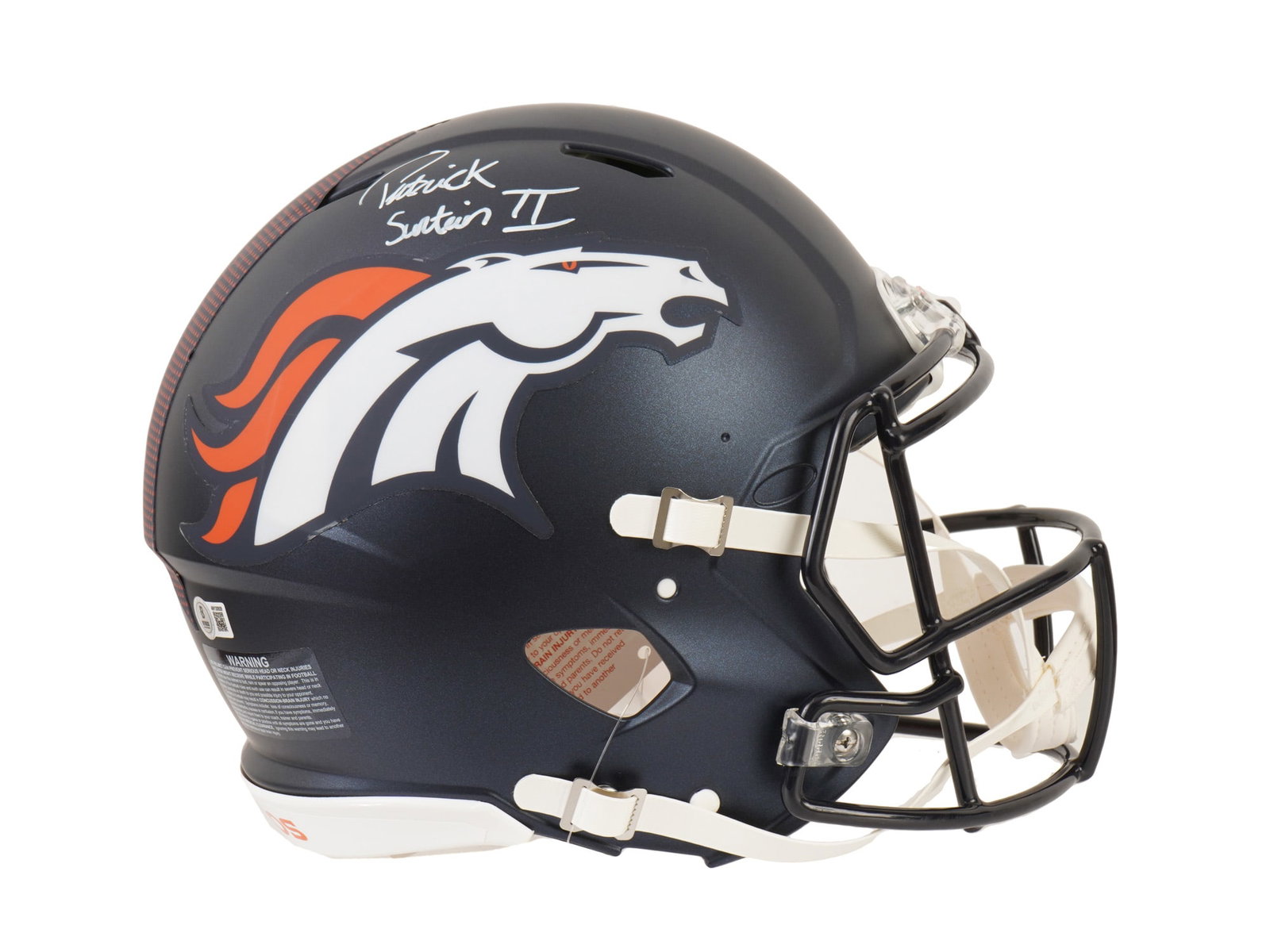 PAT SURTAIN II SIGNED BRONCOS SPEED HELMET: This premier lot features a Riddell Speed full-size Denver Broncos helmet, hand-signed by the league’s lockdown cornerback, Patrick Surtain II. A generational talent and the 2024 NFL Defensive