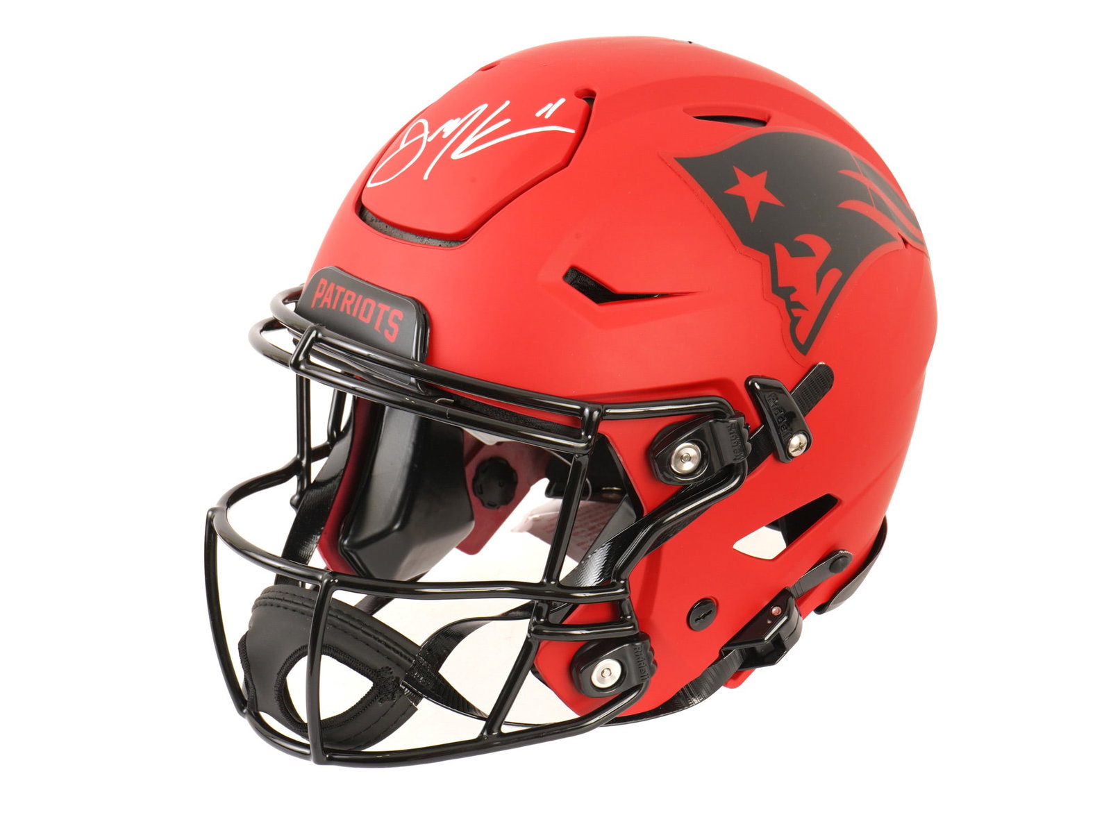 JULIAN EDELMAN SIGNED PATRIOTS RIVALRY SPEEDFLEX HELMET: This premier lot features a Riddell SpeedFlex full-size helmet in a rare "Rivalry" alternate finish, hand-signed by the legendary Julian Edelman. This eye-catching edition features a bold red shell