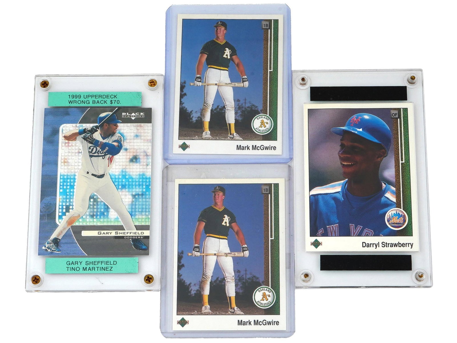 UPPER DECK BASEBALL CARDS WITH ERROR VARIATIONS: A must-have for error card collectors and baseball card enthusiasts! This lot features a selection of Upper Deck baseball cards containing printing errors, miscuts, and other rare variations that make