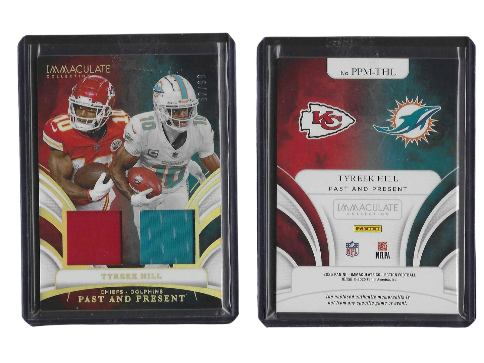 2025 PANINI IMMACULATE COLLECTION FOOTBALL TYREEK HILL #PPM-THL PAST AND PRESENT DUAL PATCH /99 (1 of 3)