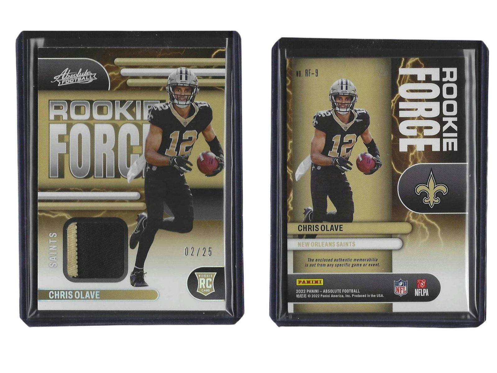 2022 PANINI ABSOLUTE FOOTBALL CHRIS OLAVE #RF-9 ROOKIE FORCE PATCH /25 SAINTS (1 of 3)