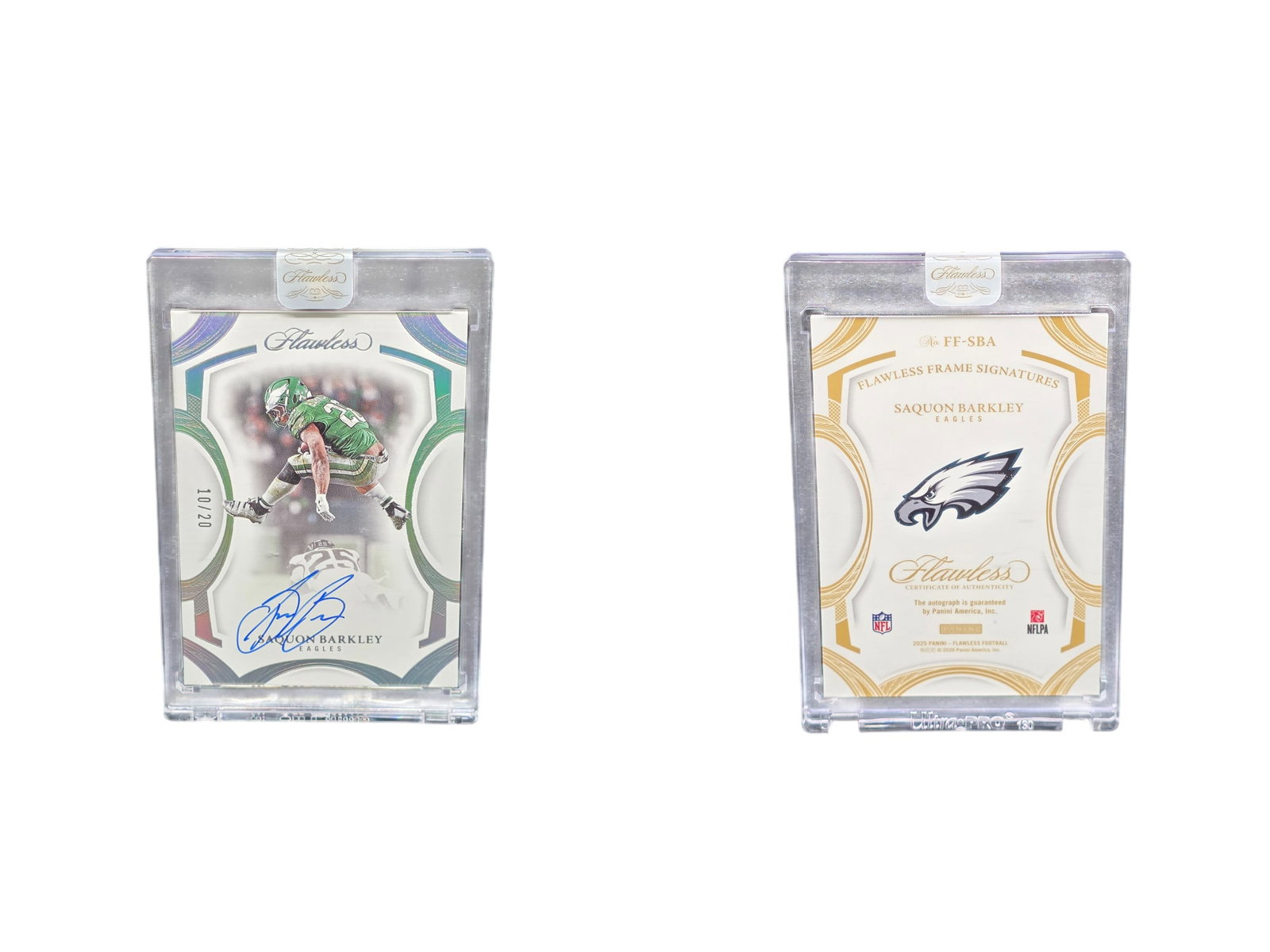 2025 PANINI FLAWLESS FOOTBALL SAQUON BARKLEY #FF-SBA AUTO /20 EAGLES (1 of 3)