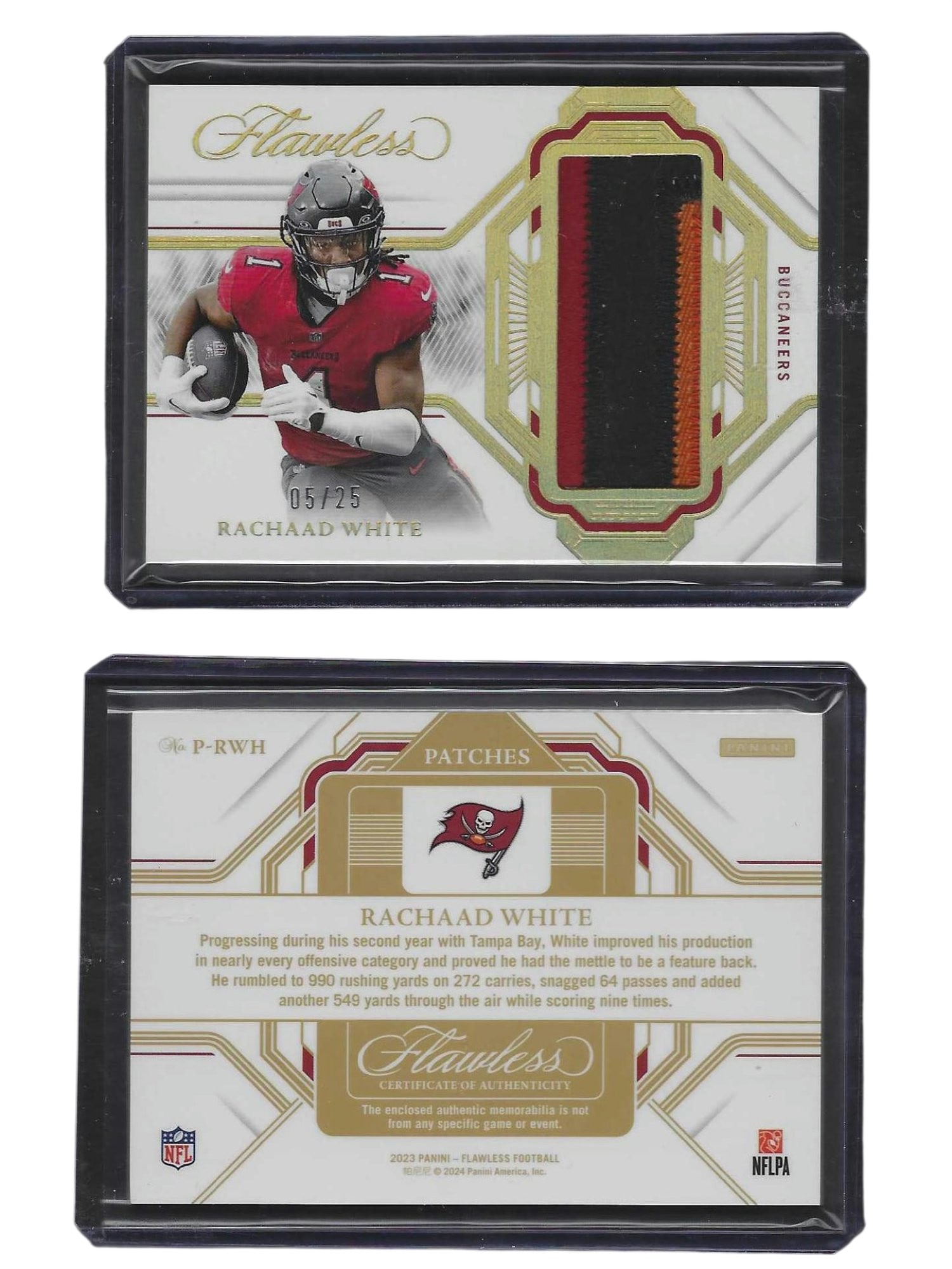 2023 PANINI FLAWLESS FOOTBALL RACHAAD WHITE #P-RWH PATCH /25 BUCCANEERS (1 of 3)