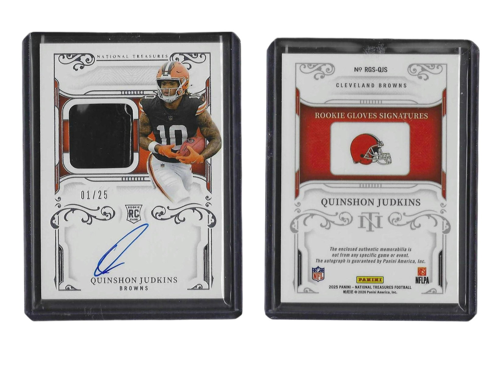 2025 PANINI NT FOOTBALL QUINSHON JUDKINS #RGS-QJS RPA /25 BROWNS (1 of 3)