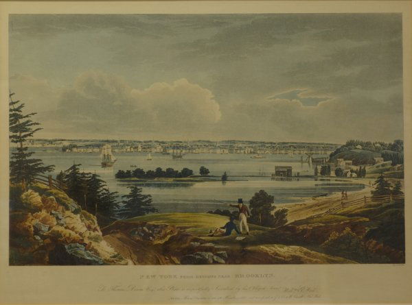 New York From Heights Near Brooklyn and To Thomas Di: Publisher: John Hill, engraver/after William G. Wall, artist Title: New York From Heights Near Brooklyn and To Thomas Dixon Esq. This Plate is respectfully inscribed by his obliged servant, 1823 Medi
