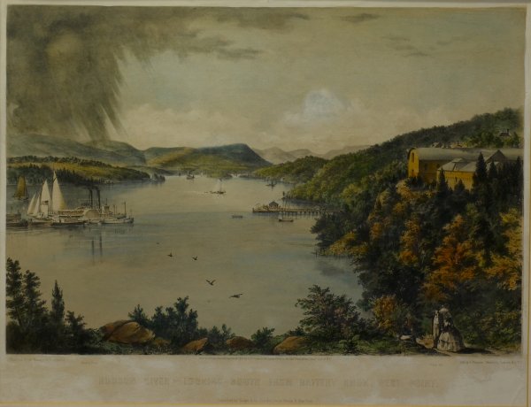 Hudson River Looking South from Manhattan, 1859: Publisher: Endicott + Co., publisher/ C. Parsons, artist Title: Hudson River Looking South from Manhattan, 1859 Medium: Lithograph in colors Dimensions: 12 ¾ x 18 7/8 in. Gallery: Notes: