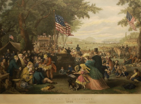 The Day We Celebrate, 1888: 53. John Mc Rae, publisher/ F.A. Chapman, artist The Day We Celebrate, 1888 Hand colored engraving 18 ½ x 27 ¾ in. framed Kennedy Galleries label, verso