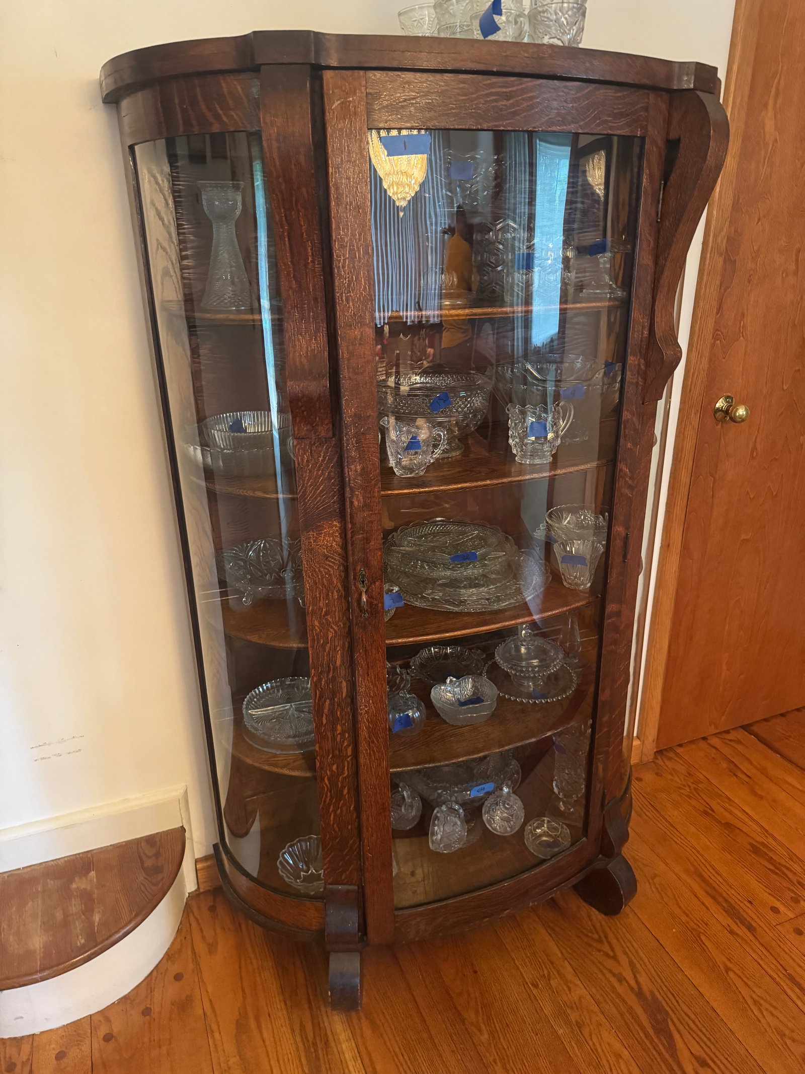 Tigar Oak Curio: f34"w 18"d 64"h