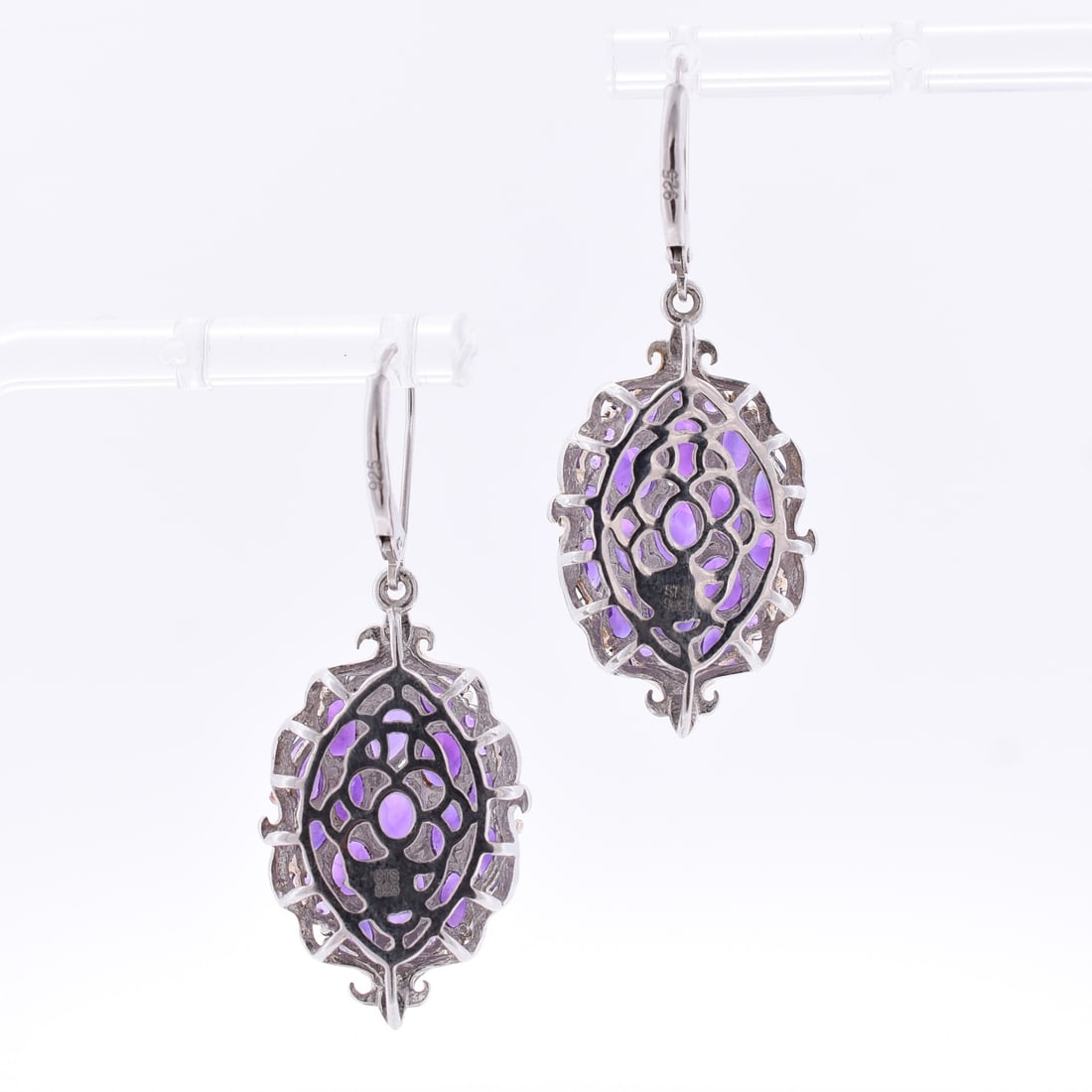 Amethyst Cluster Dangle Earrings - 2