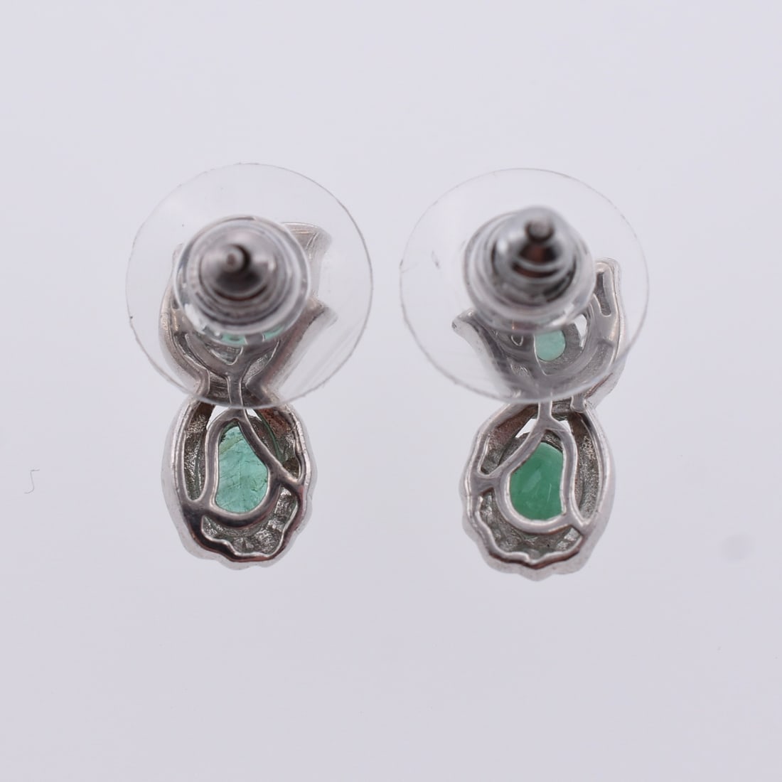 Dual Emerald Stud Earrings - 2