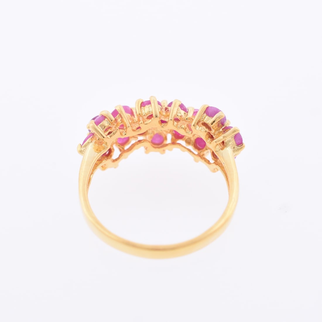 Ruby Floral Band Ring - 3