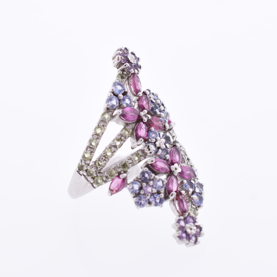 Multigem Floral Statement Ring - 2
