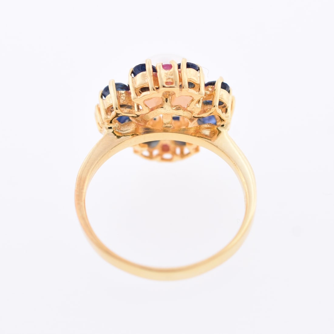 Pearl, Blue Sapphire & Ruby Ring - 3