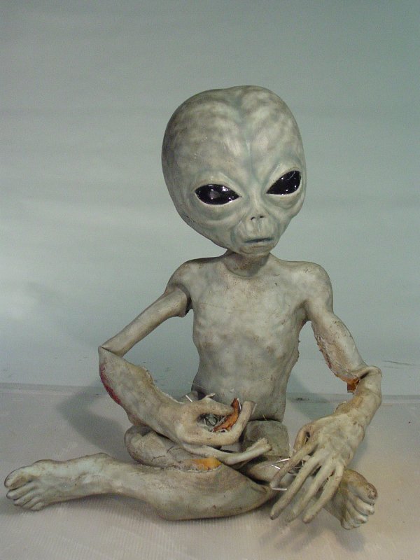 X FILES Screen Used Life Size Foam Grey Alien with: X FILES Screen Used Life Size Foam Grey Alien with Wire Frame