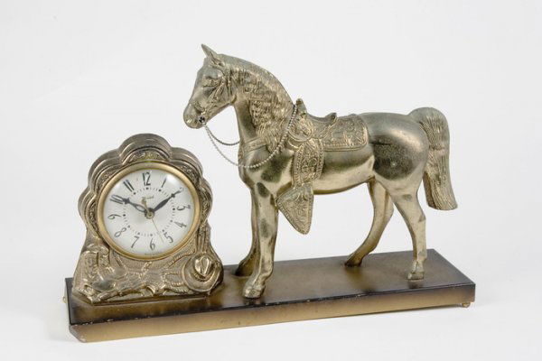 1950's Electric Chrome Cowboy Horse Mantel Clock: 1950's Electric Chrome Cowboy Horse Mantel Clock