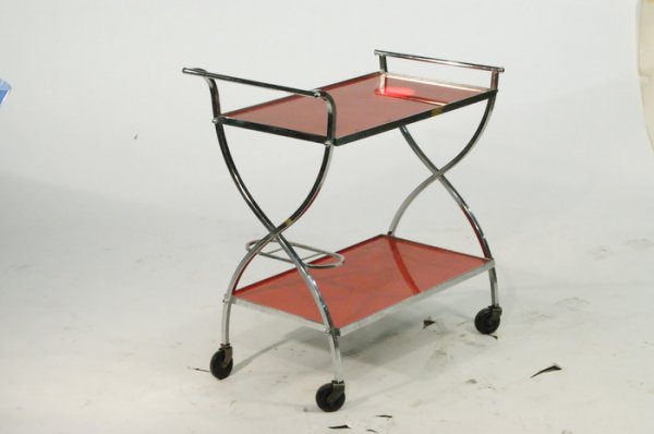 Vintage Mid Century Modern Chrome Tea Breakfast Ca: Vintage Mid Century Modern Chrome Tea Breakfast Cart