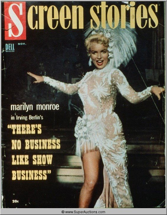 Marilyn Monroe Cover Girl Color Transparency Slide: Color Transparency Slide of Marilyn Monroe who was featured as the Cover Girl on the cover of Screen Stories Magazine. It is a transparency from a picture taken of the actual publication.