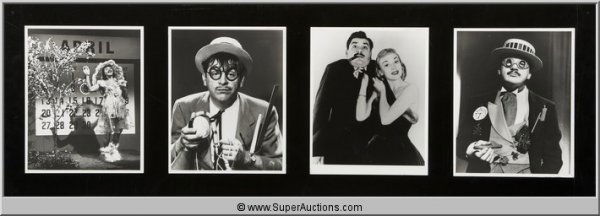 Collage of Photographs {Ernie Kovacs Collection}: An Assortment of Pictures from the Ernie Kovacs Collection / (1) Photograph of Ernie Kovacs and his Famous Cigar! (1) Nairobi Trio Skit ~ L 15 1/2" x H 12", (1) Nairobi Trio Skit ~ L 40" x H 30", (1)