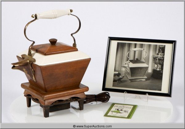 Guild "Teakettle" Radio with Trivet: Guild Radio and Television / Teakettle Radio with Trivet Power Supply / Model 806 / Model 10 / Includes (1) Framed Picture and (2) Pamphlets / L 10 1/2" x W 8" x H 10"