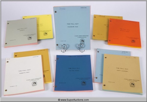 The Fall Guy Television Scripts: The Fall Guy Scripts / 20th Century Fox Television - A Glen Larson Production ~ "Pleasure Isle" / Revised Final Draft / August 3, 1983 ~ "Trauma" / Final Draft / August 9, 1983 ~ "Baker's Dozen" / Sec