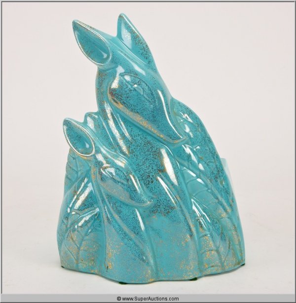 Deer Television Lamps: Quantity of 3 / (1) Deer Television Lamp with Planter / Blue Gold Tone / Gilner L-650 {8 1/2" L x 6" W x 11" H} {Weight 5 Pounds} ~ (1) Deer Television Lamp / E 21855 M / Brown Black Green / Tail Miss