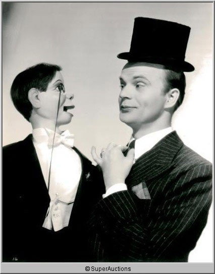 Edgar Bergen Photographs: Edgar Bergen from The Max Factor Collection / (3) 8 x 10 Black & White Headshot Photographs of Edgar Bergen, No. 2 and No. 3 / (1) 8 x 10 Black & White Photograph of Edgar Bergen with Charlie McCarthy