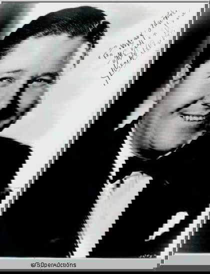 Jack Oakie Autographed Negative and Photograph: Jack Oakie from The Max Factor Collection / (1) 8 x 10 Autographed Negative No. J0-3 / "To Max Factor It's All Fun Jack Oakie" / (1) 8 x 10 Black & White Photograph