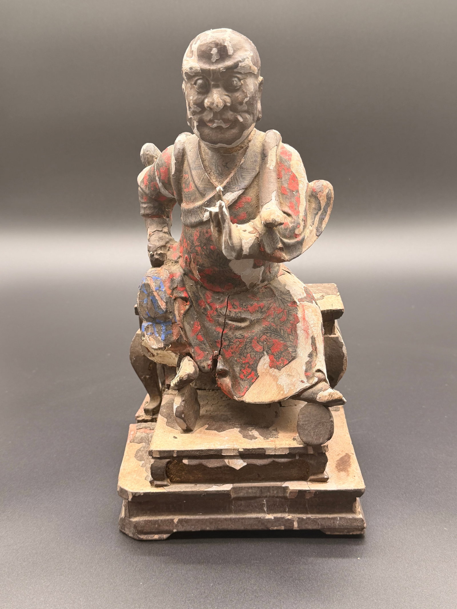 18th Century Chinese Deity Figure: 18th Century Chinese Deity Polychrome Ancestor Deity