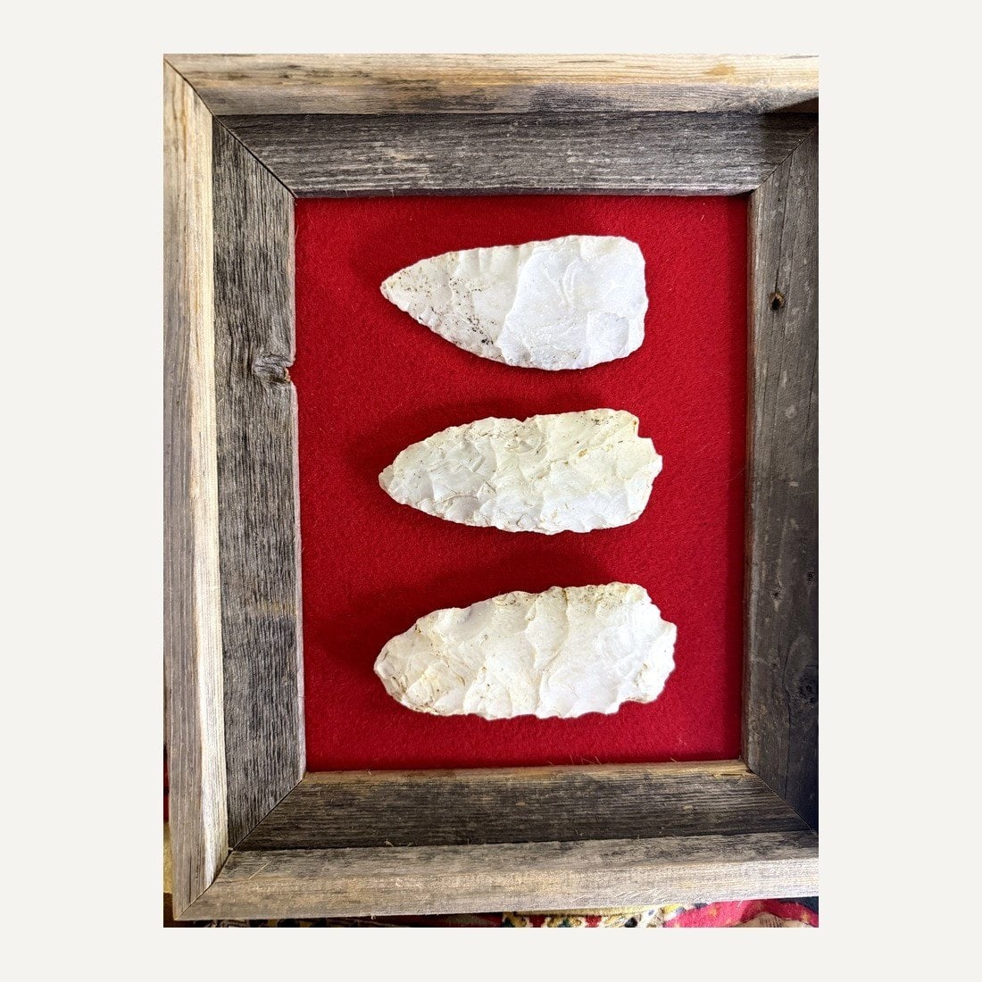 Framed Native American-Style Flint Points, Set/3 (1 of 5)