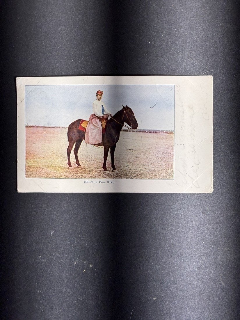 1903 Antique Cowgirl Postcard “The Cow Girl” Woman on Horse Los Angeles Postmark (1 of 3)