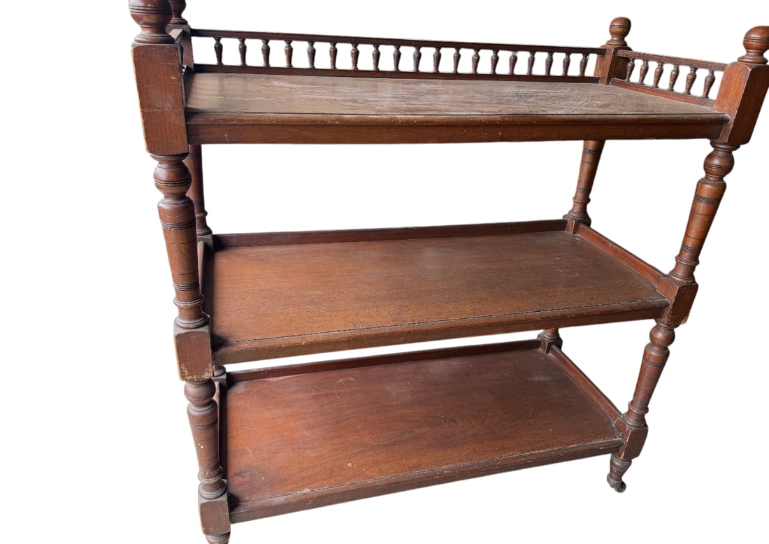 Solid Wood Bar Cart / Shelf Unit - 8