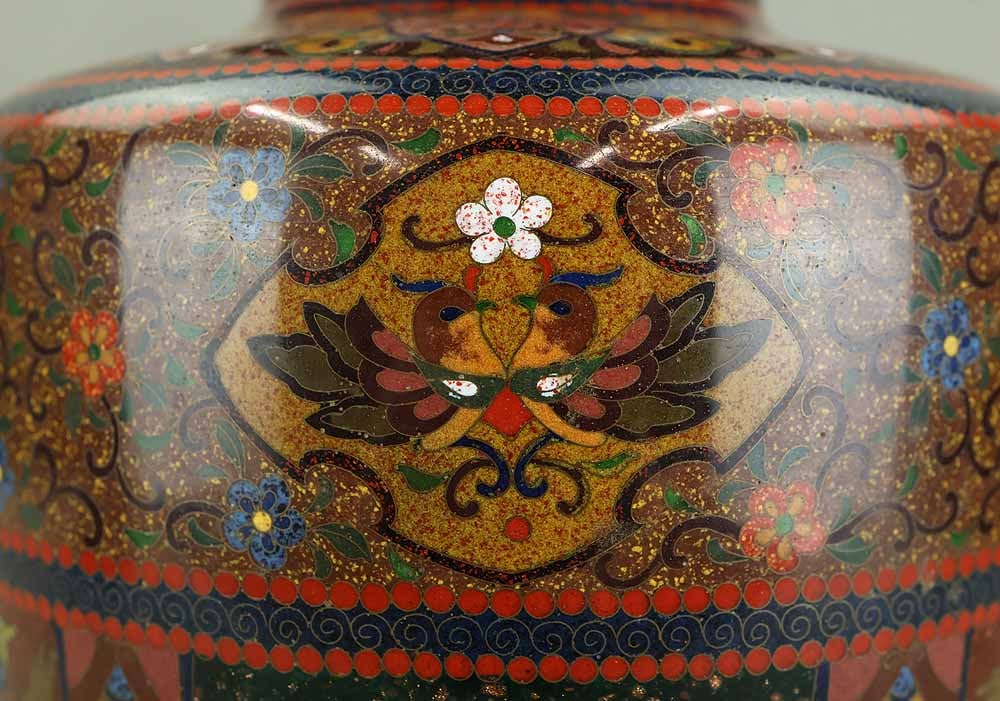 Ando Cloisonne Flower Vase 'Flowers and Birds' with Double Box - 6
