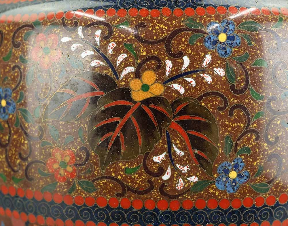Ando Cloisonne Flower Vase 'Flowers and Birds' with Double Box - 7