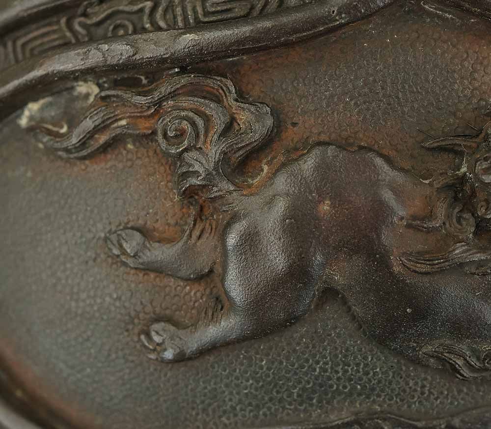 Ninjusai - Dragon and lion Decorative Bronze Octagon Flower Vase Ikebana Vase with Box - 16