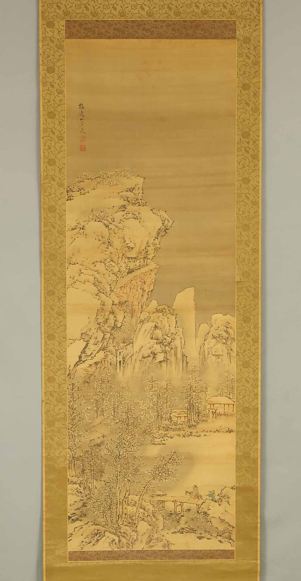 Yamamoto Baiitsu (1783-1856) Japanese Hanging Scroll Sansui Snowy Landscapes Mountain with Box - 2