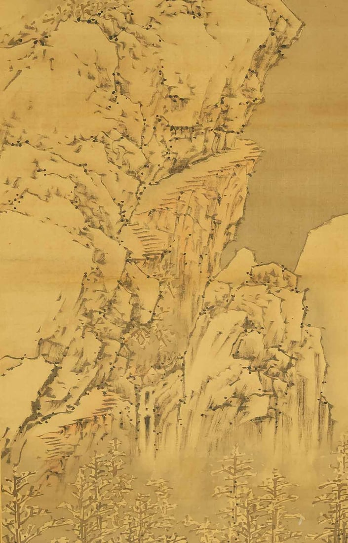Yamamoto Baiitsu (1783-1856) Japanese Hanging Scroll Sansui Snowy Landscapes Mountain with Box - 8