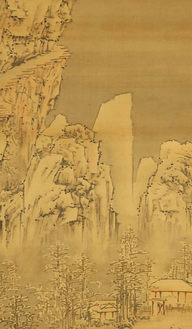 Yamamoto Baiitsu (1783-1856) Japanese Hanging Scroll Sansui Snowy Landscapes Mountain with Box - 9