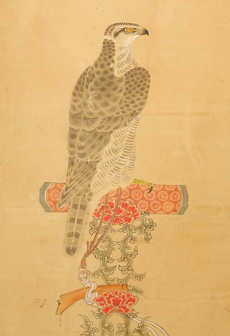 Ittei 'Six Hawks Perched on Gorgeous Perch' Six Panels Folding Screens Byobu Room Dividers - 4